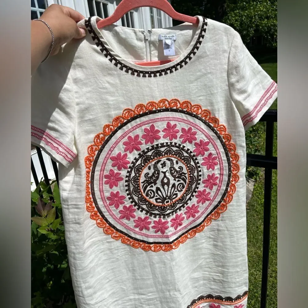 Kate Spade Linen Embroidered Tunic Dress